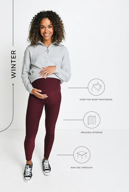 Maternity Winter Everyday Leggings - Burgundy