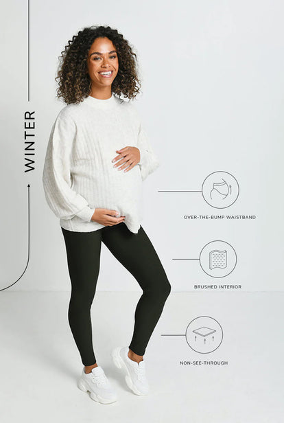 Maternity Winter Everyday Leggings - Deep Olive