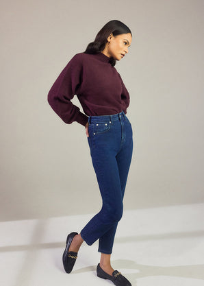 Slim Fit Mom Jeans - Dark Blue