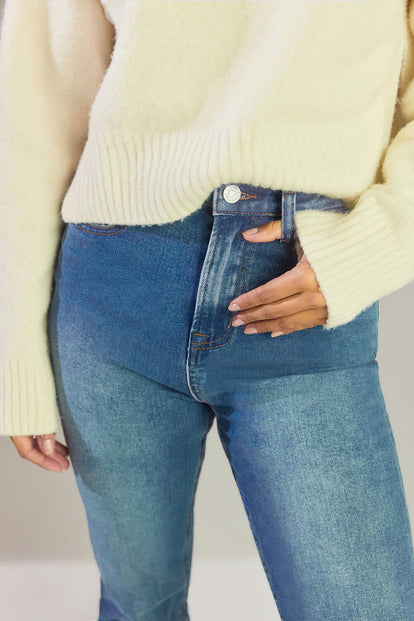 Slim Fit Mom Jeans - Mid Blue