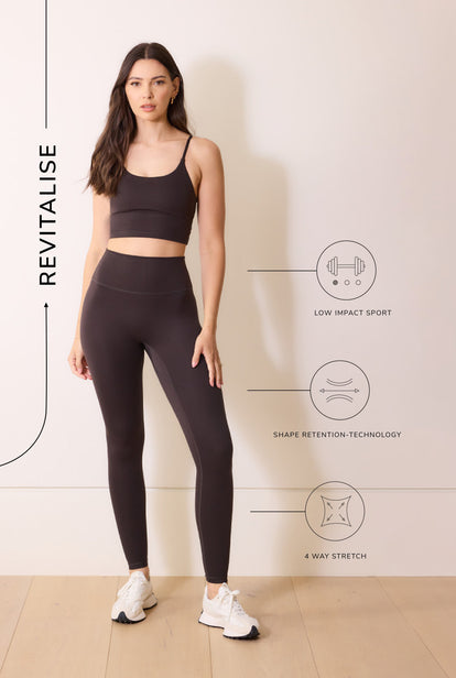 24/7 Revitalise 7/8 High Waisted Leggings - Black Coffee