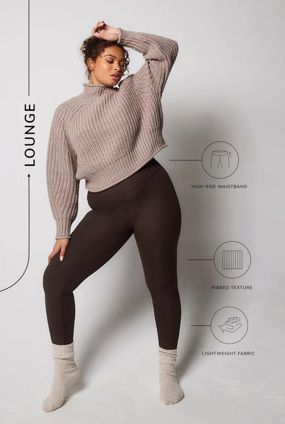 Ribbed Leggings - Espresso Brown