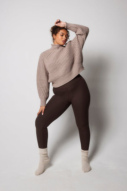 Ribbed Leggings - Espresso Brown