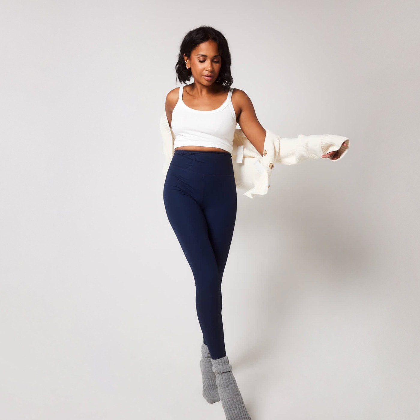Ribbed Leggings - Navy