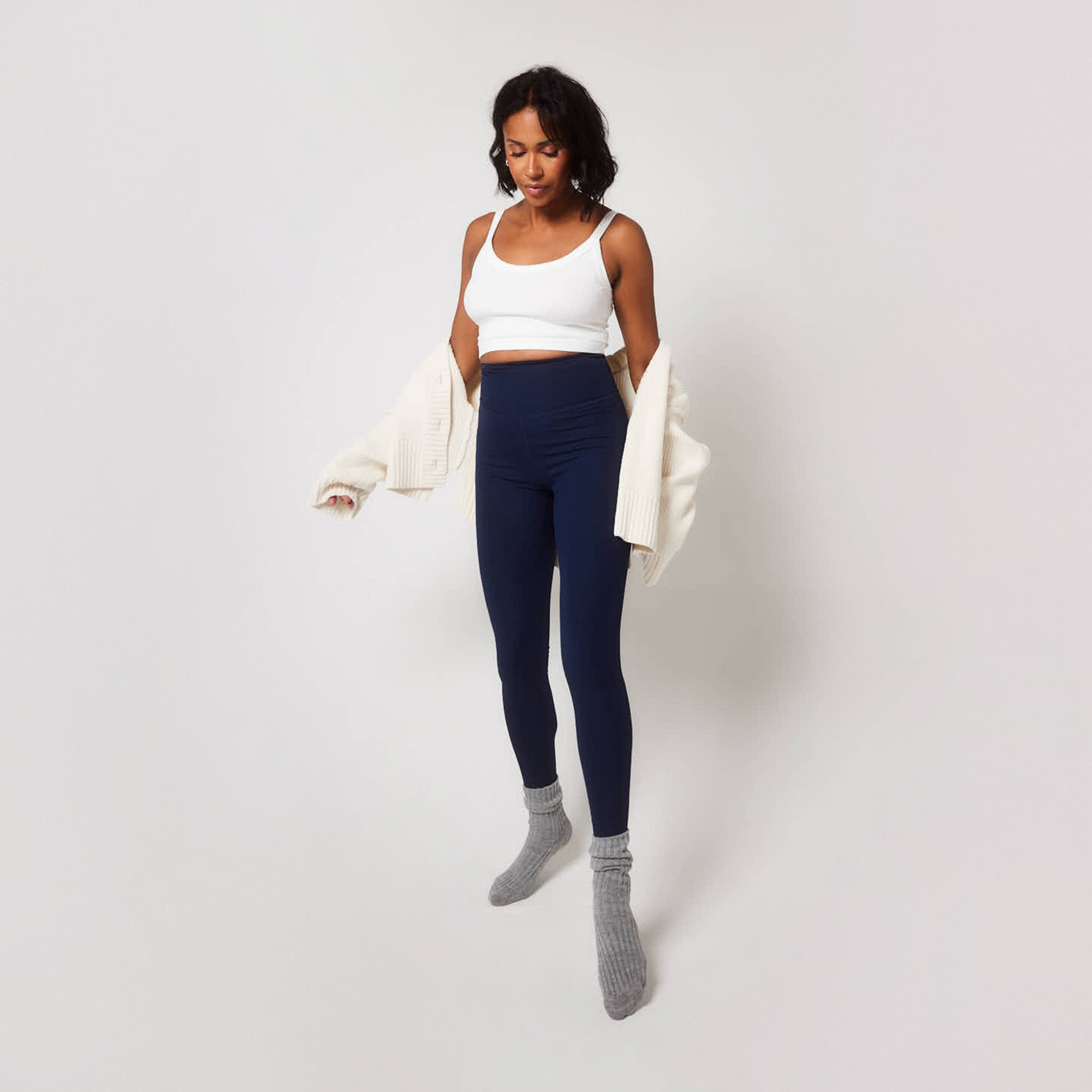 Ribbed Leggings - Navy