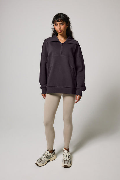 Curve ALL SZN Organic Oversized 1/4 Zip Sweatshirt - Shadow Grey