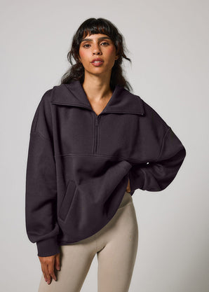 Curve ALL SZN Organic Oversized 1/4 Zip Sweatshirt - Shadow Grey