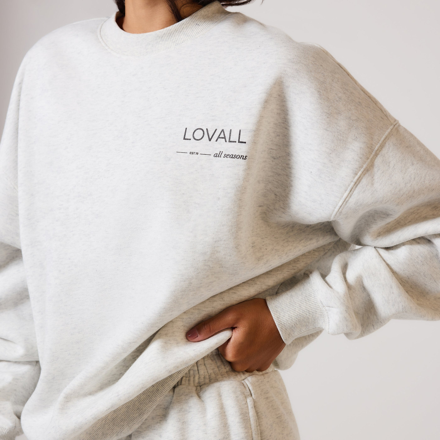 ALL SZN Organic Oversized Sweatshirt Style 3 - Light Grey Marl