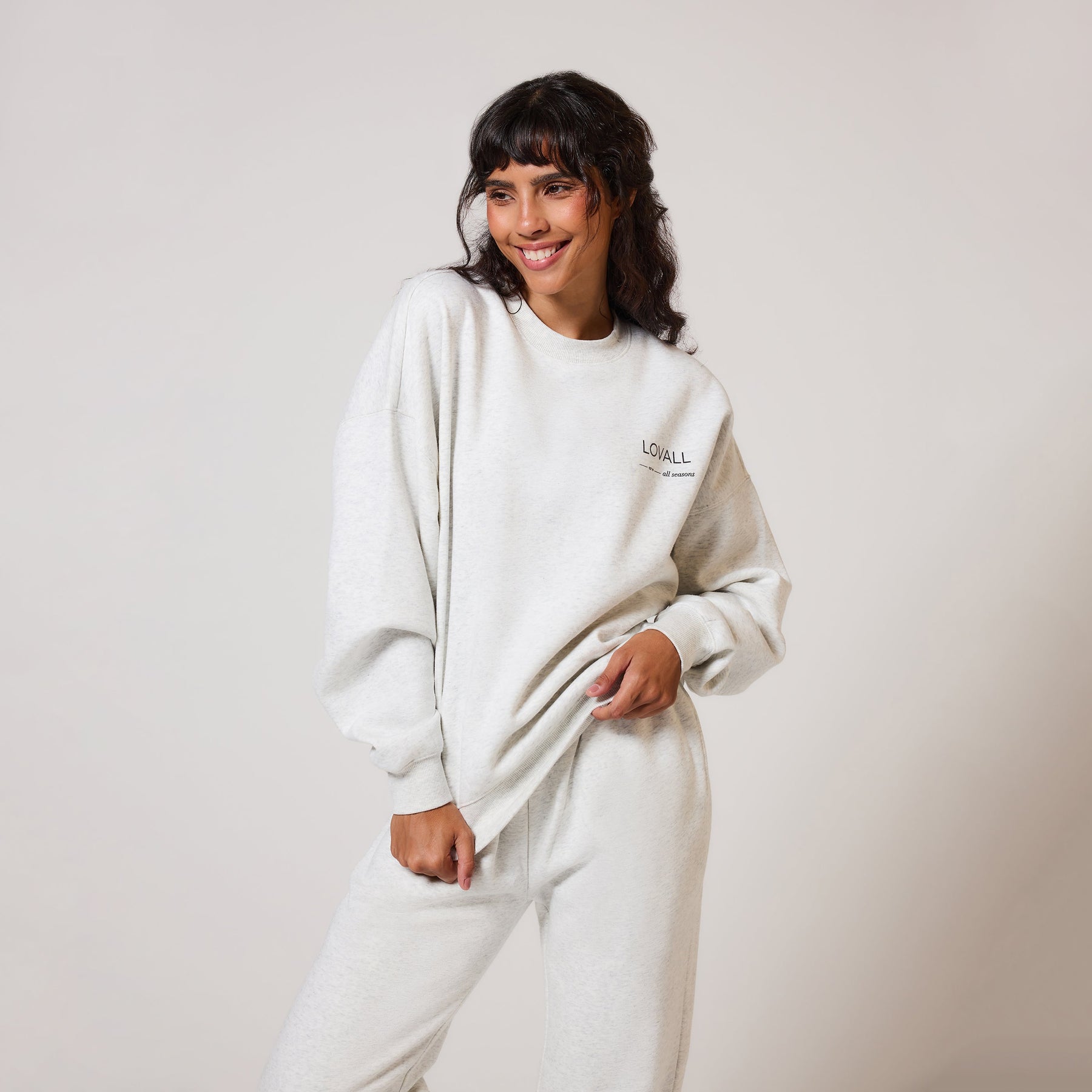 ALL SZN Organic Oversized Sweatshirt Style 3 - Light Grey Marl