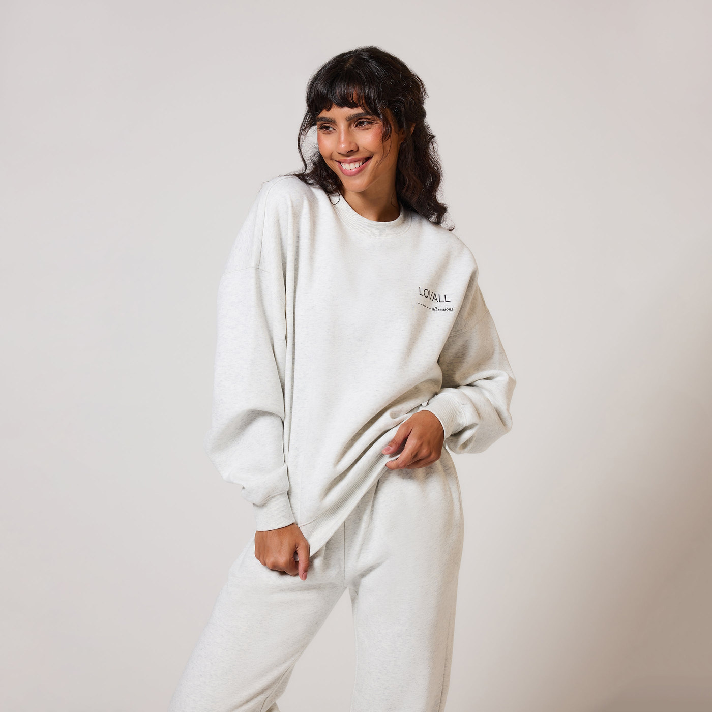ALL SZN Organic Oversized Sweatshirt Style 3 - Light Grey Marl