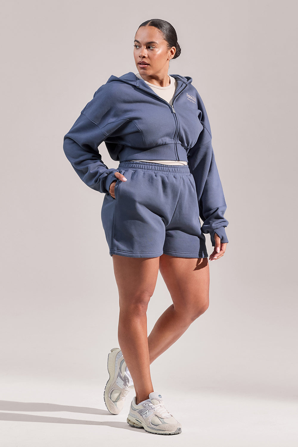 Curve ALL SZN Organic Crop Zip-Through Hoodie - Ice Blue