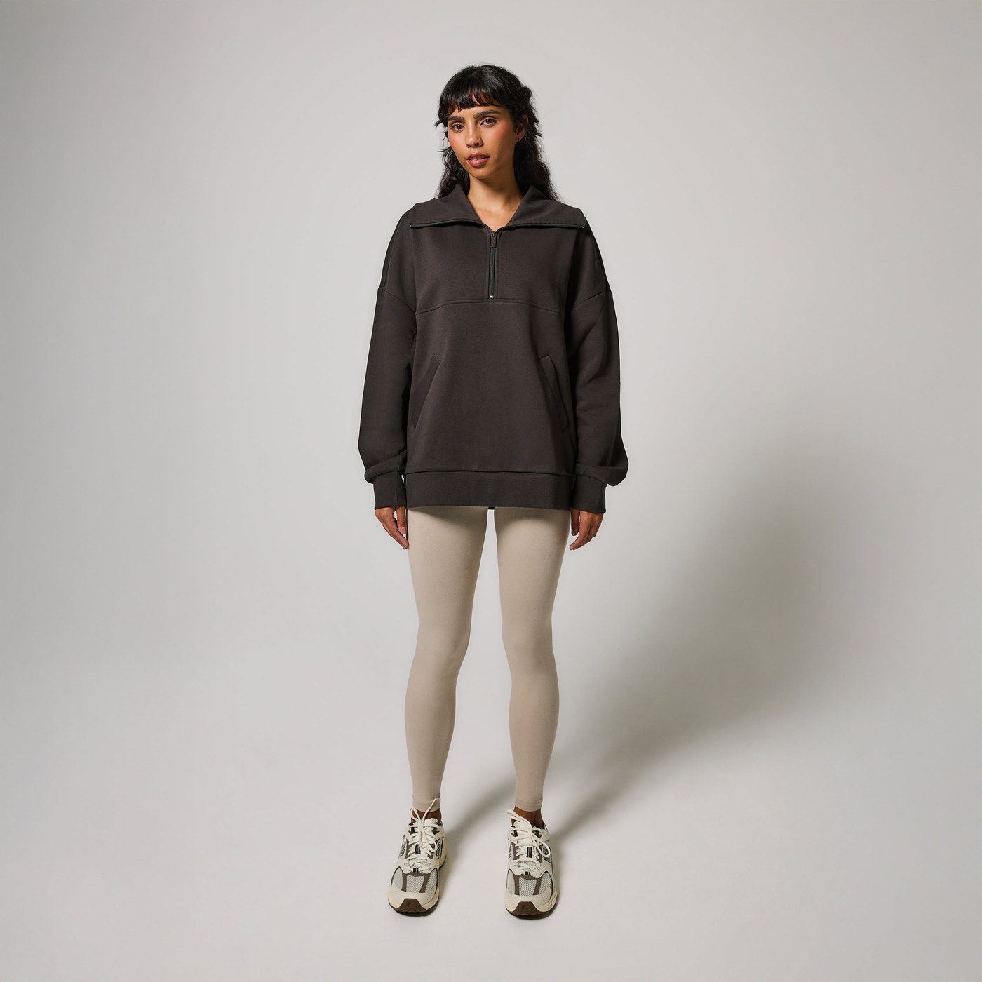 Curve ALL SZN Organic Oversized 1/4 Zip Sweatshirt - Black Coffee