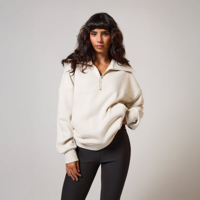 Curve ALL SZN Organic Oversized 1/4 Zip Sweatshirt - Ecru