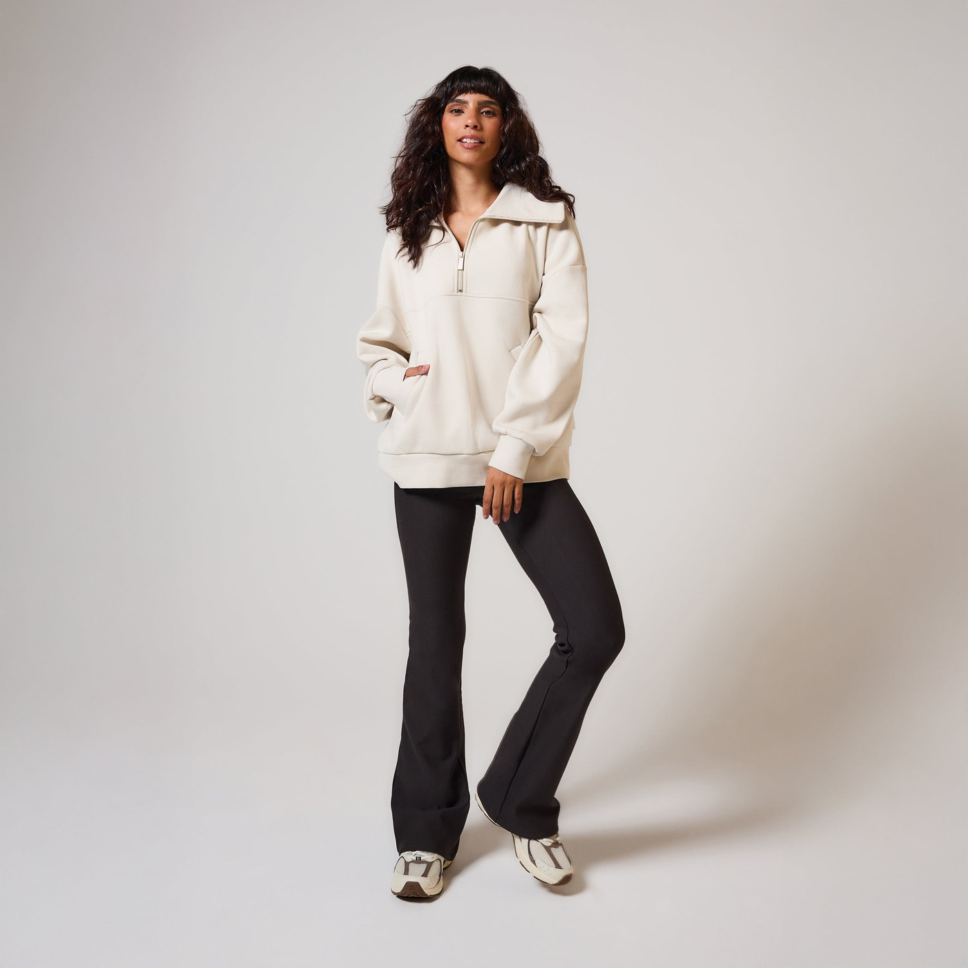 ALL SZN Organic Oversized 1/4 Zip Sweatshirt - Ecru