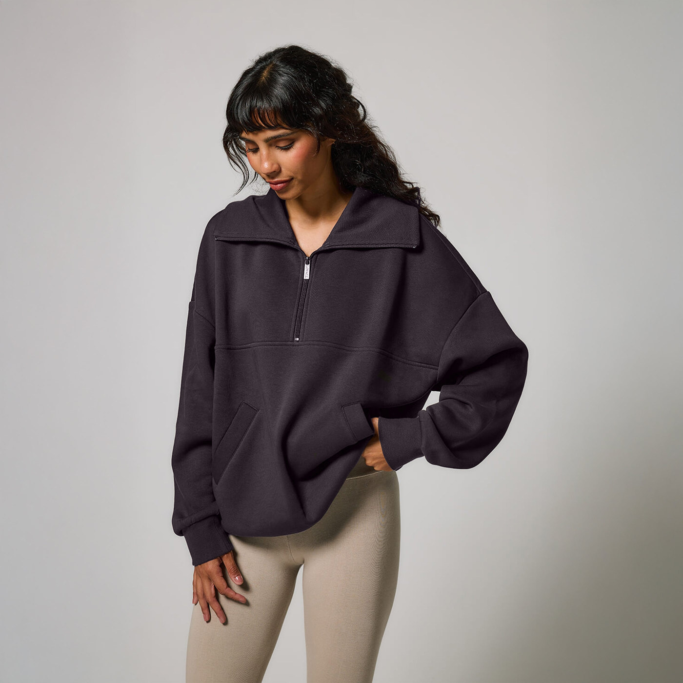 Curve ALL SZN Organic Oversized 1/4 Zip Sweatshirt - Shadow Grey
