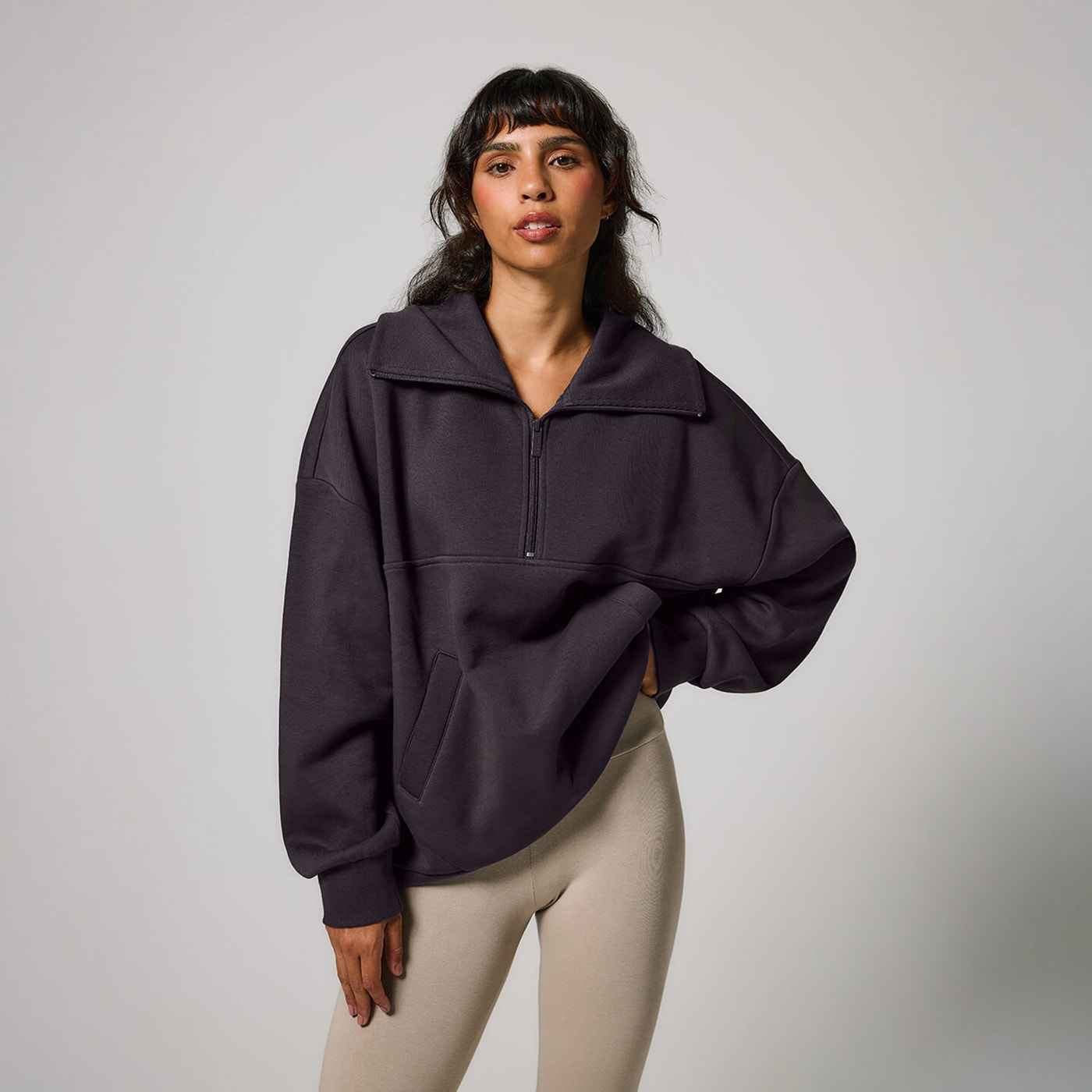 Curve ALL SZN Organic Oversized 1/4 Zip Sweatshirt - Shadow Grey