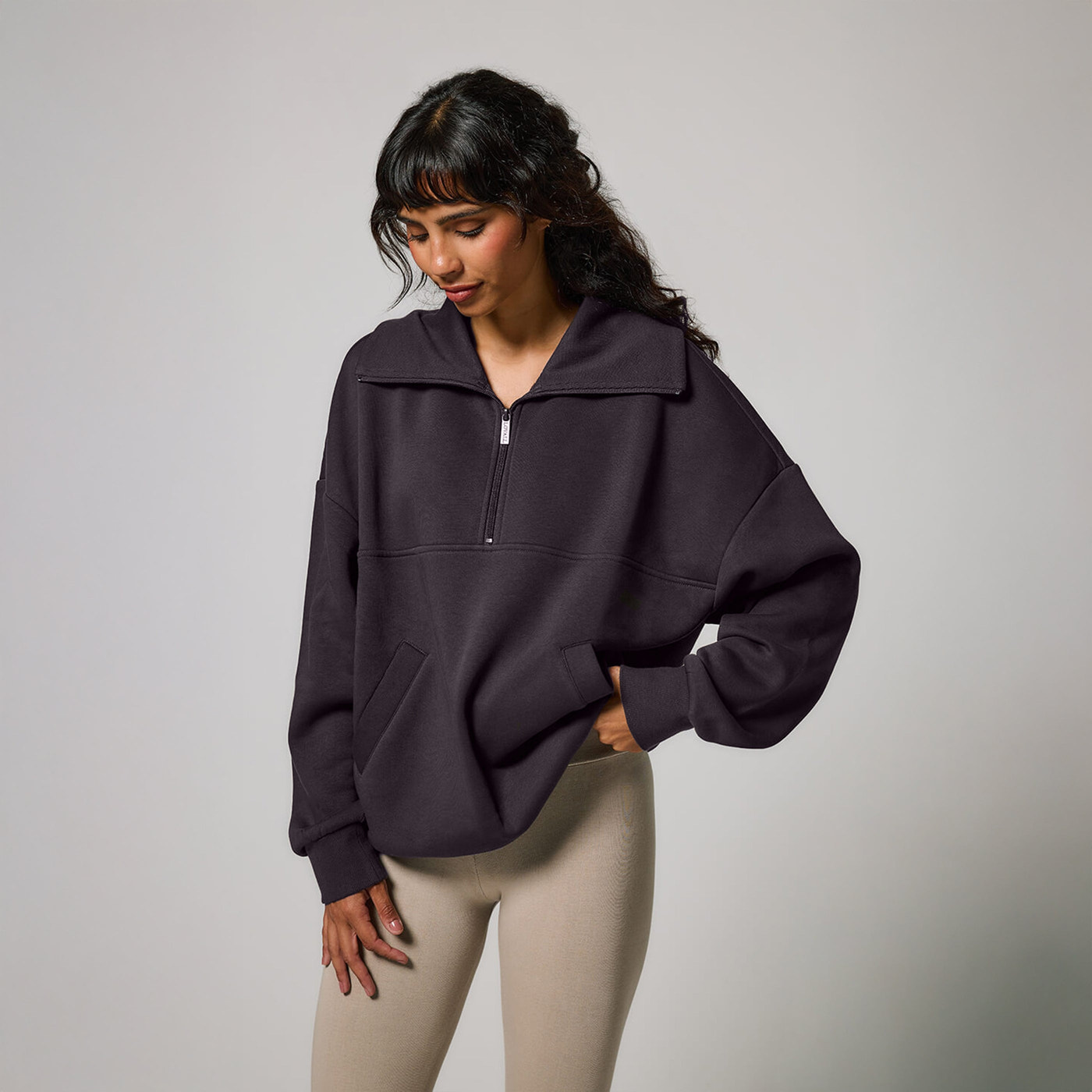 ALL SZN Organic Oversized 1/4 Zip Sweatshirt - Shadow Grey
