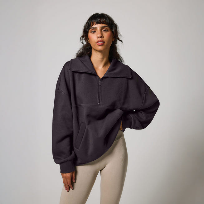 ALL SZN Organic Oversized 1/4 Zip Sweatshirt - Shadow Grey