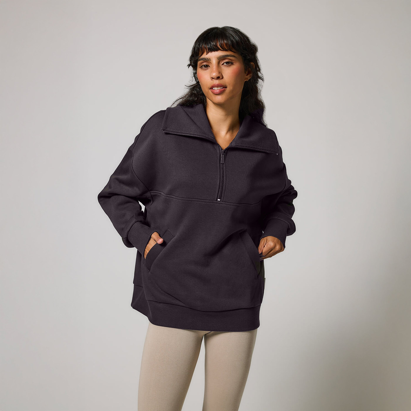Curve ALL SZN Organic Oversized 1/4 Zip Sweatshirt - Shadow Grey