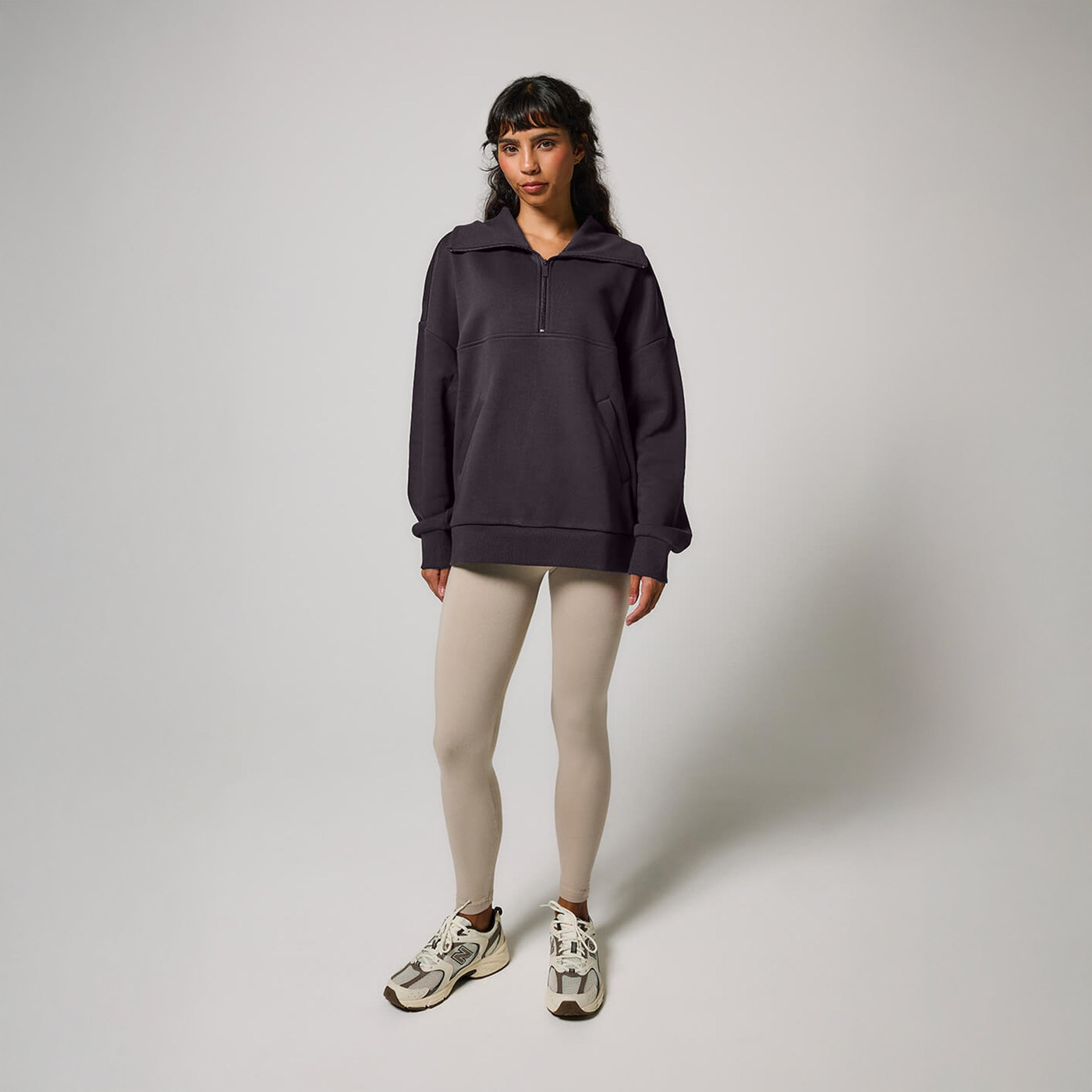 Curve ALL SZN Organic Oversized 1/4 Zip Sweatshirt - Shadow Grey