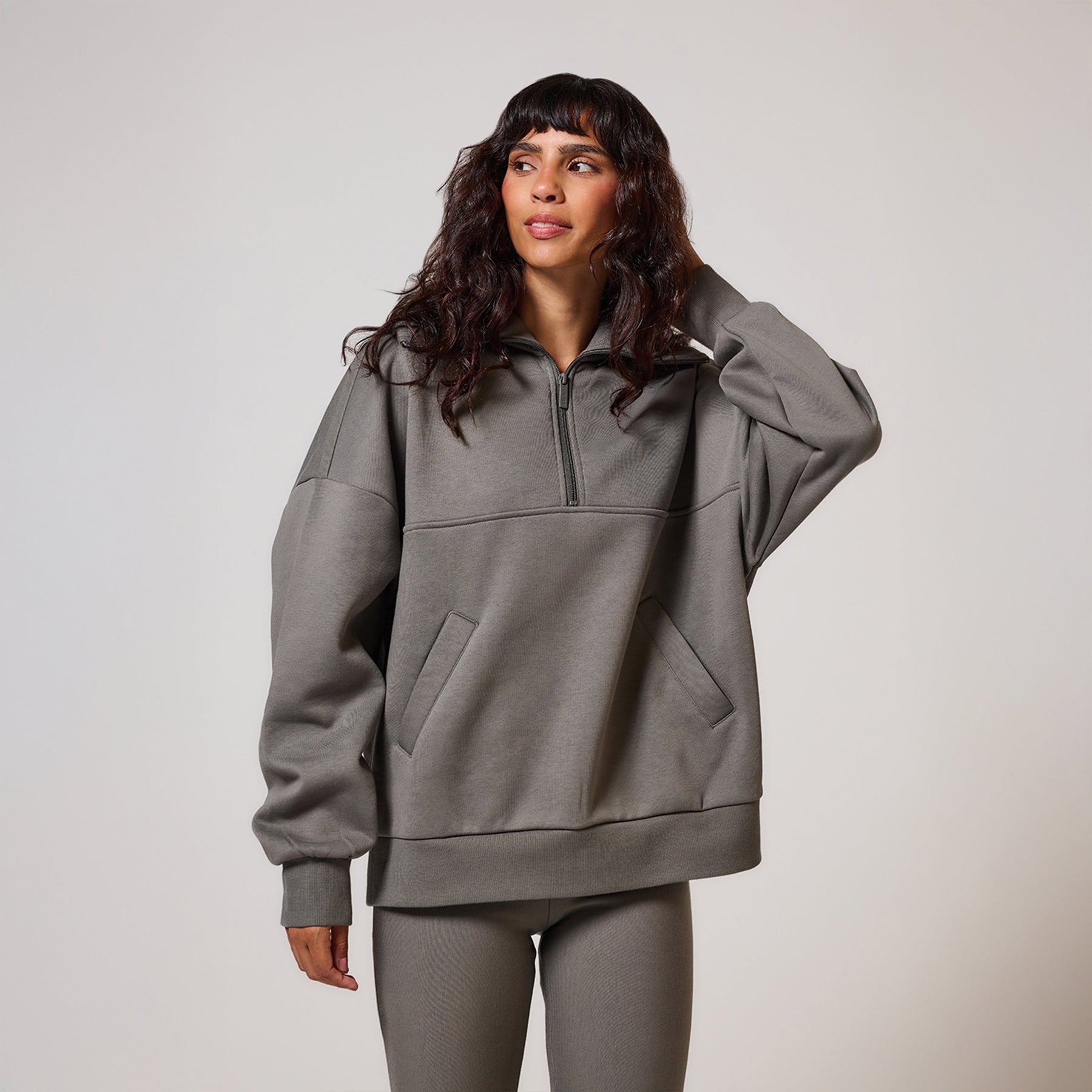 ALL SZN Organic Oversized 1/4 Zip Sweatshirt - Slate Green