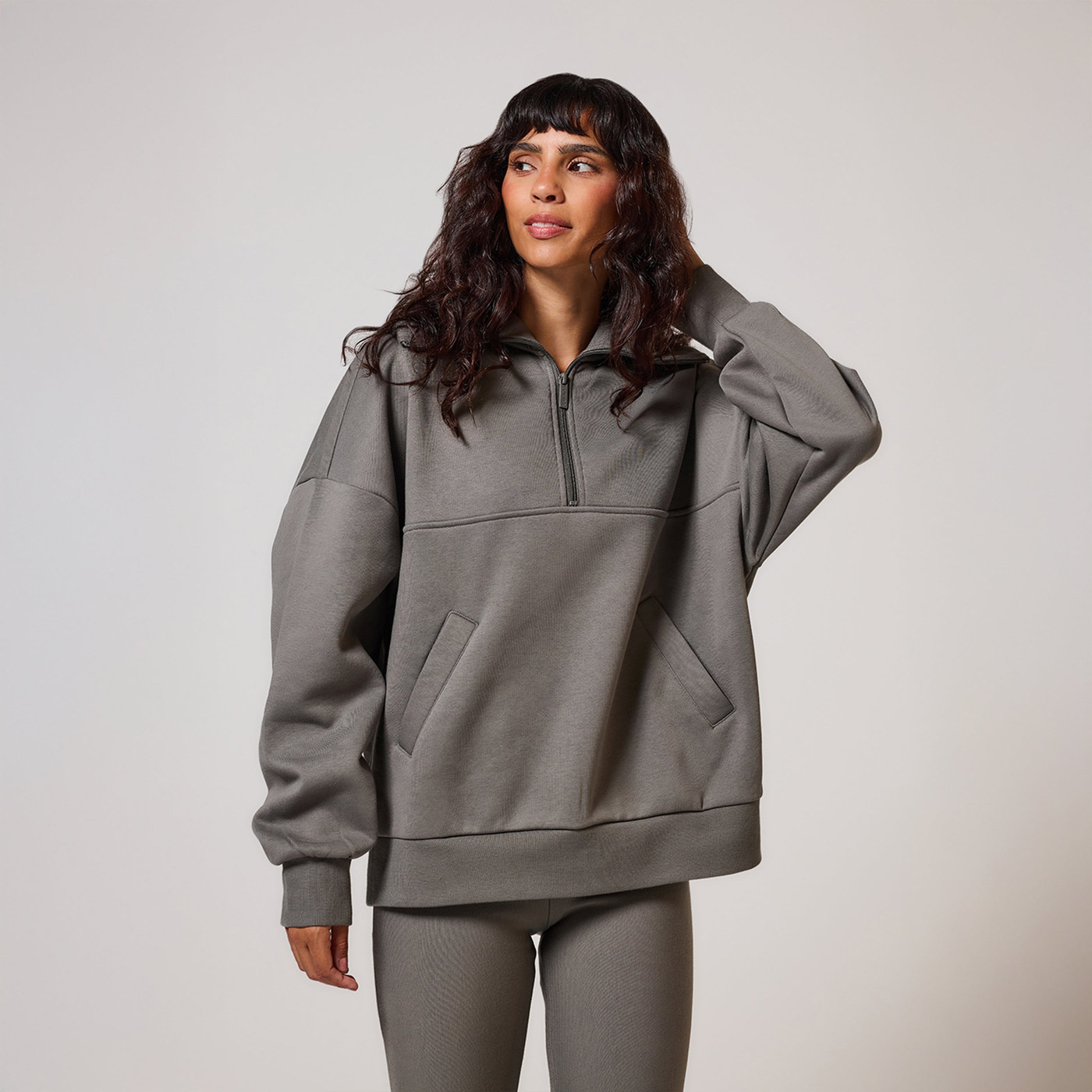 ALL SZN Organic Oversized 1/4 Zip Sweatshirt - Slate Green