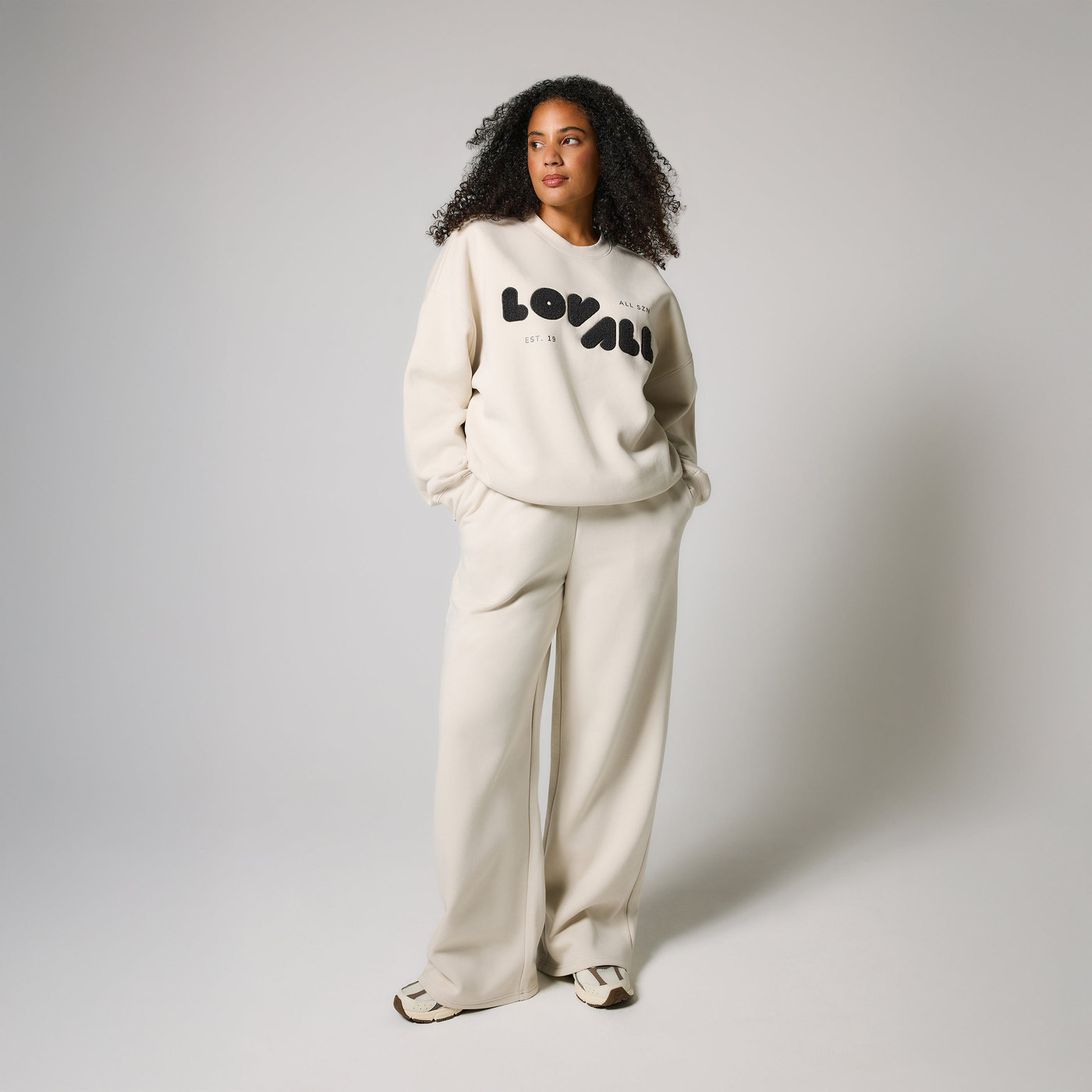 Curve ALL SZN Organic Wide Leg Jogger - Ecru