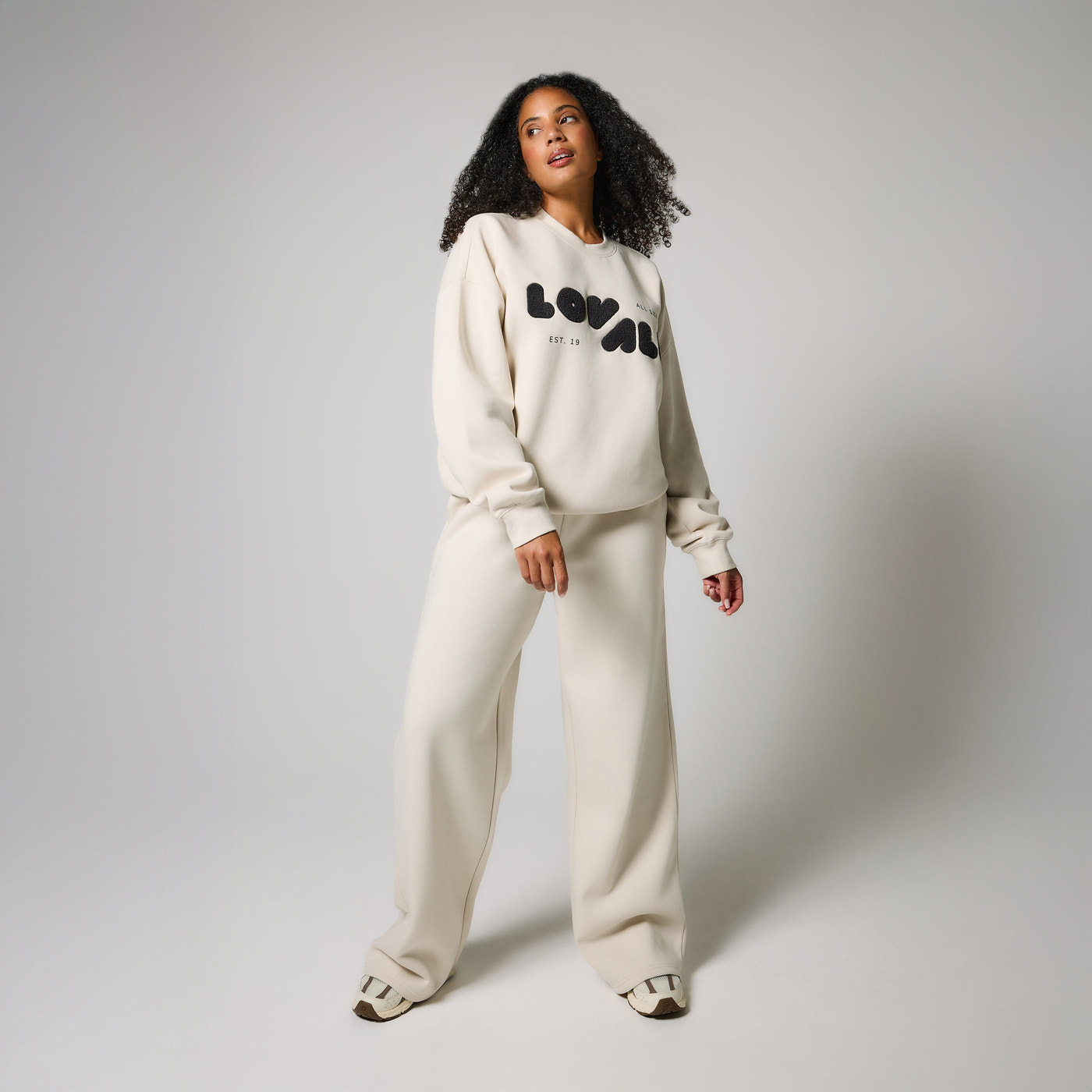Curve ALL SZN Organic Wide Leg Jogger - Ecru