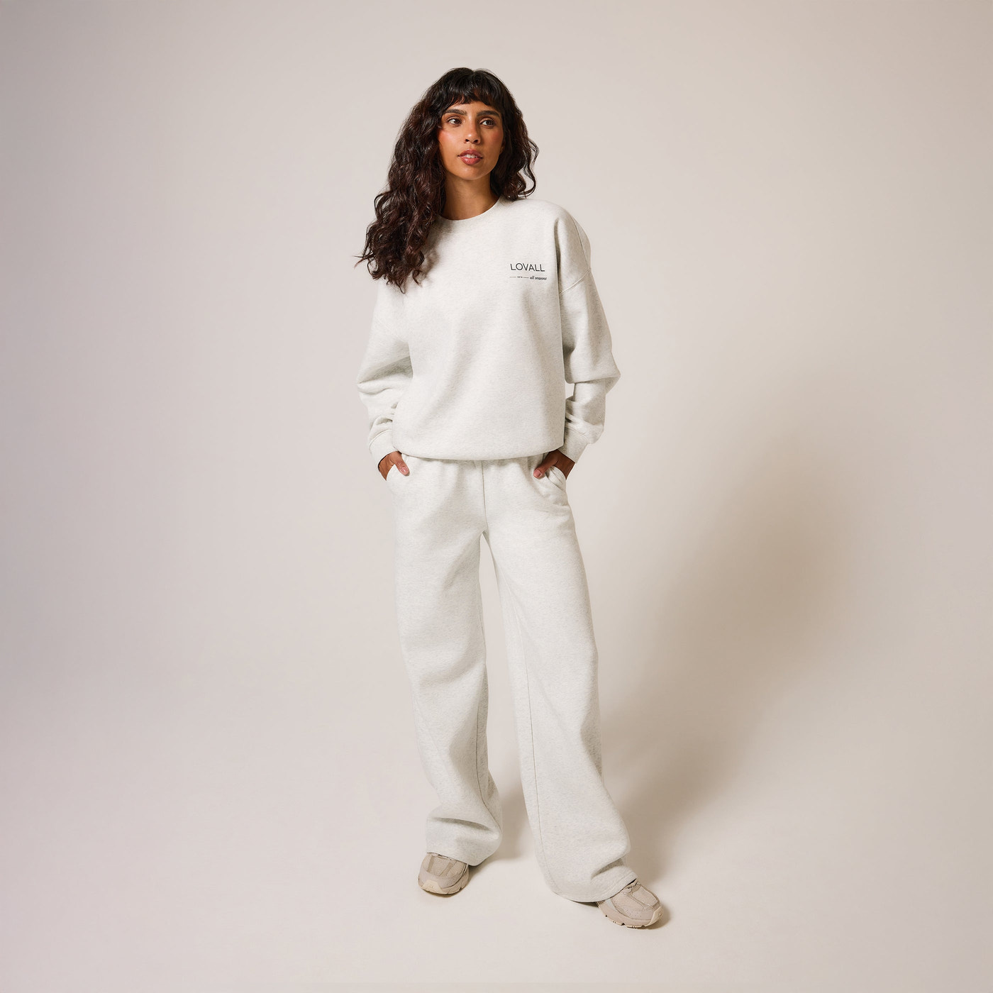 Curve ALL SZN Organic Wide Leg Jogger - Light Grey Marl