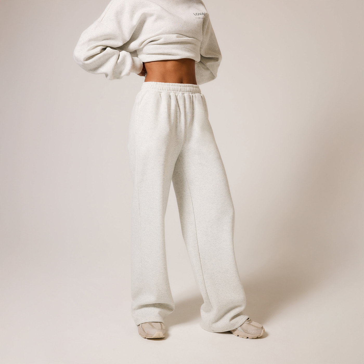 Curve ALL SZN Organic Wide Leg Jogger - Light Grey Marl
