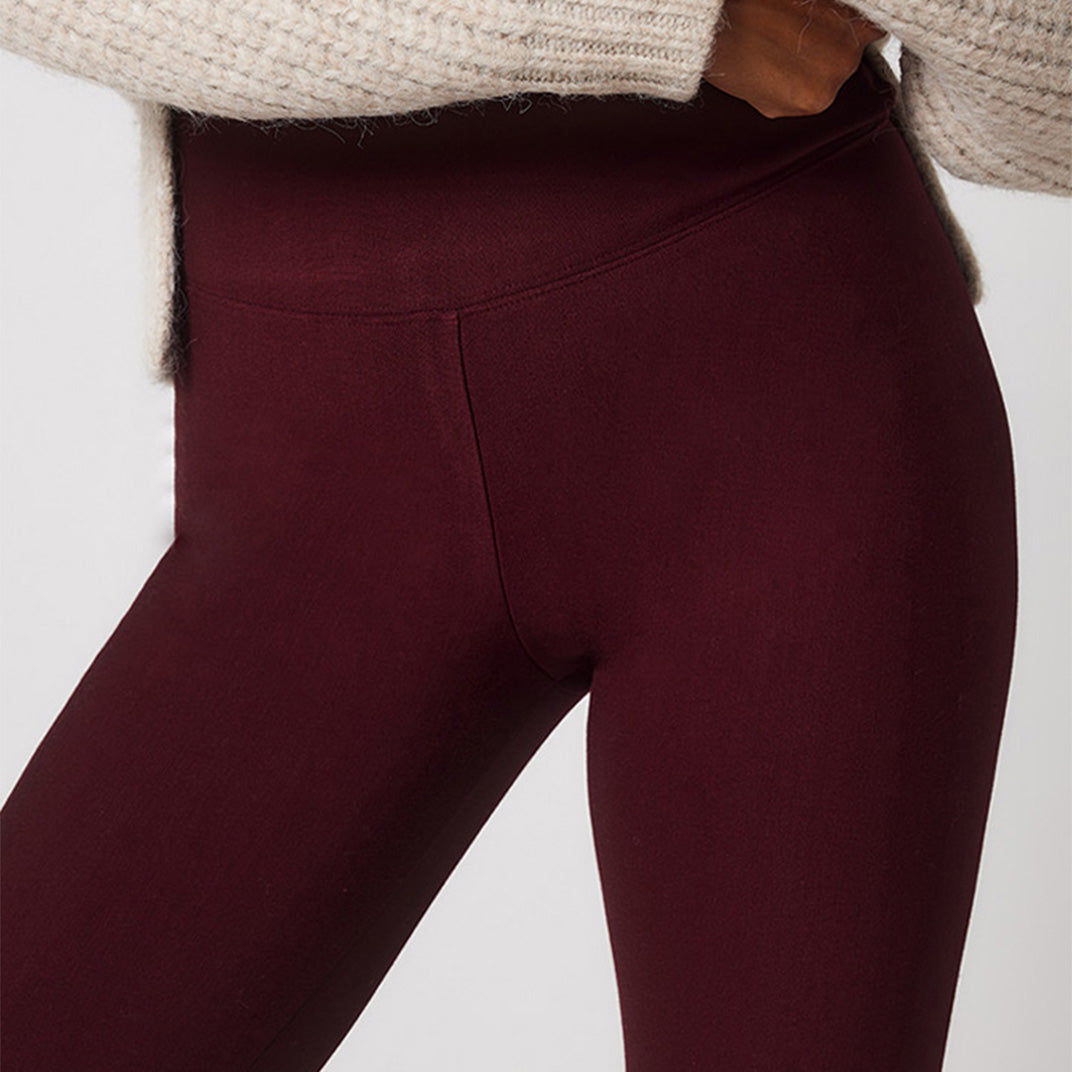 Winter Everyday High Waisted Leggings - Burgundy
