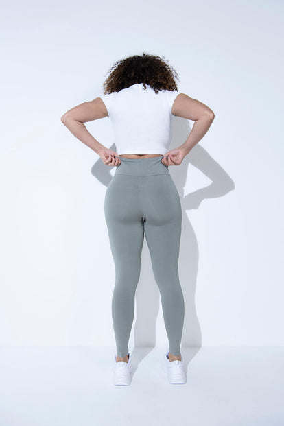 Lightweight Everyday High Waisted Leggings - Sage Green