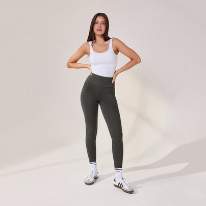 Lightweight Everyday High Waisted Leggings - Pine