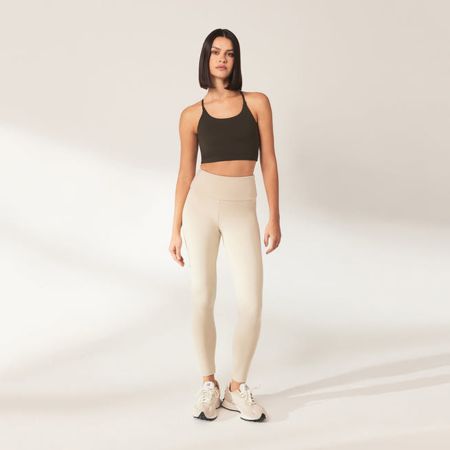 Lightweight Everyday High Waisted Leggings - Natural Beige
