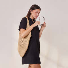 Lightweight Collared Knit Dress - Black