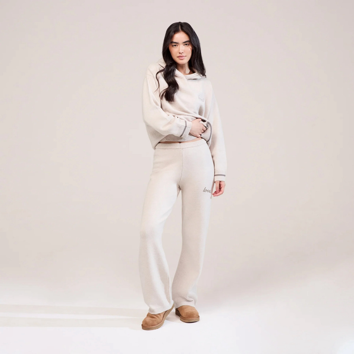 Soft Knit Hooded Jumper - Beige