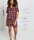 Soft Touch Button Up Short Pyjama Set - Navy & Red Check