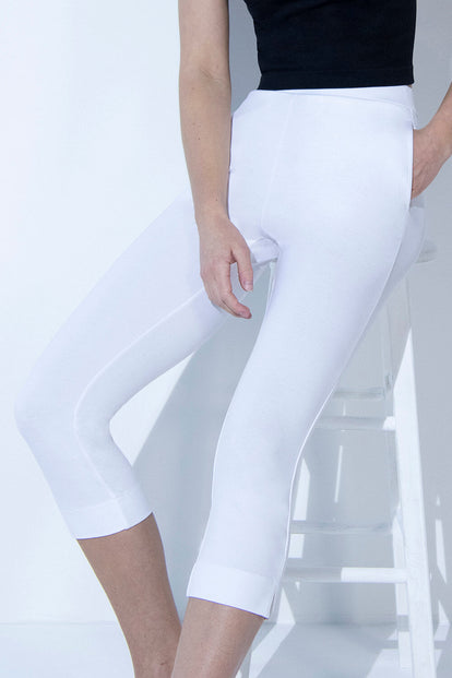 Crop Stretch Trouser - White