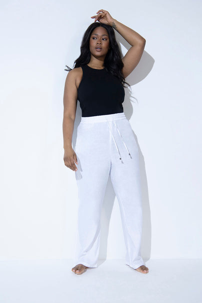 Curve Linen Trousers - White