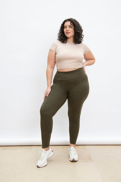 Curve Everyday High Waisted Leggings - Khaki Green