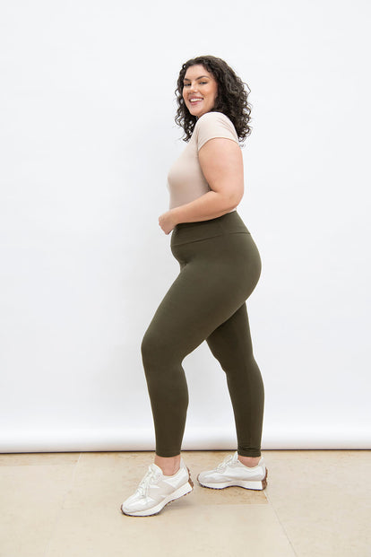 Curve Everyday High Waisted Leggings - Khaki Green