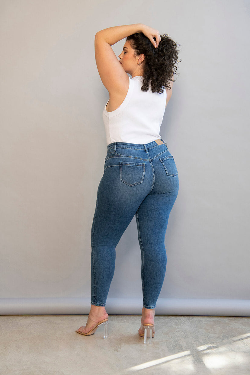 Lift & Shape Mid Blue Jeans - LOVALL