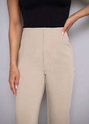 Curve Cigarette Trousers - Sand