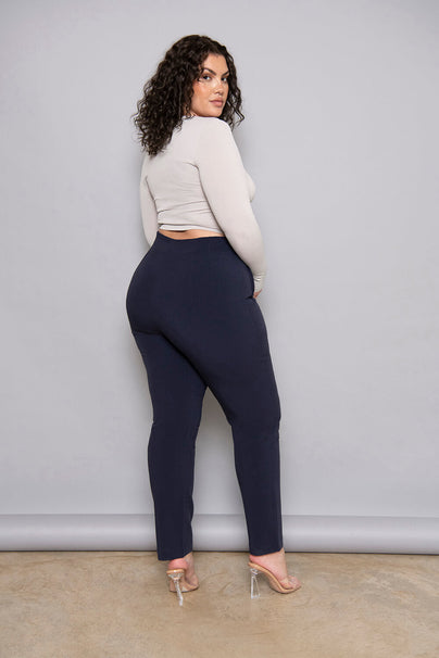 Curve Cigarette Trousers - Navy