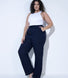 Curve Linen Trousers - Navy