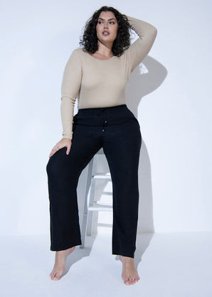 Curve Linen Trousers - Black