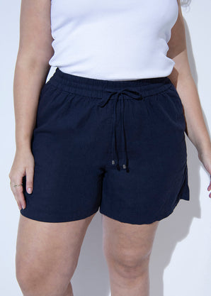 Curve Linen Shorts - Navy