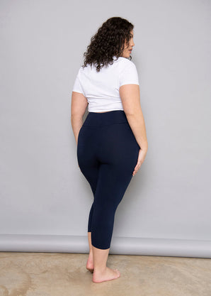 Curve Cropped Lightweight Leggings - Navy