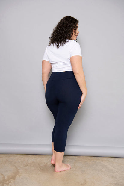 Curve Cropped Lightweight Leggings - Navy