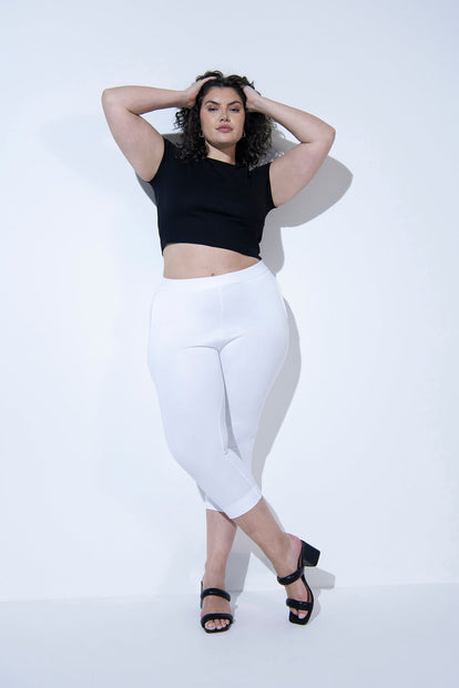 Curve Crop Stretch Trousers - White